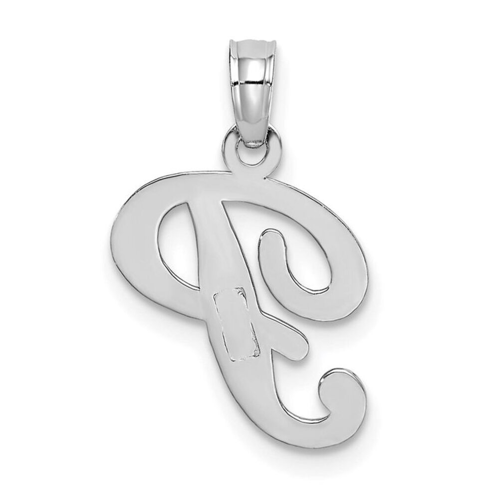 10k White Gold Polished P Script Initial Charm - image 4